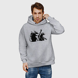 Толстовка оверсайз мужская Мыши с гранатометом Banksy, цвет: меланж — фото 2