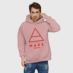 Толстовка оверсайз мужская 30 Seconds to Mars рок, цвет: пыльно-розовый — фото 2
