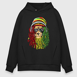 Толстовка оверсайз мужская Rasta lioN, цвет: черный