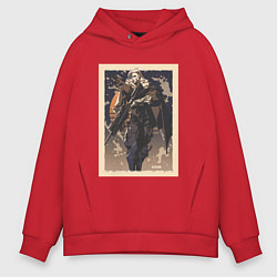 Толстовка оверсайз мужская Sova арт, цвет: красный