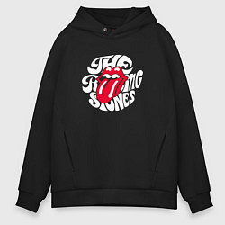 Толстовка оверсайз мужская Rolling Stones, Роллинг Стоунз, цвет: черный