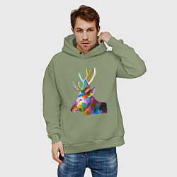 Толстовка оверсайз мужская Цветной олень Colored Deer, цвет: авокадо — фото 2