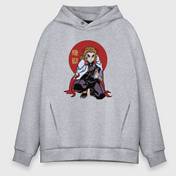 Толстовка оверсайз мужская Пламенный Хашира, цвет: меланж