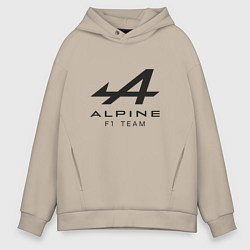 Толстовка оверсайз мужская Alpine F1 team Black Logo, цвет: миндальный