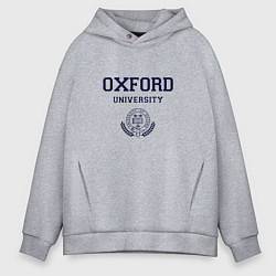 Толстовка оверсайз мужская Оксфорд - логотип университета, цвет: меланж