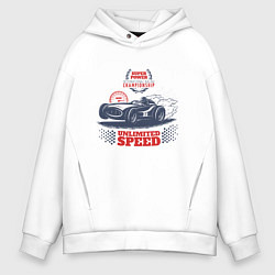 Толстовка оверсайз мужская Super Power Racing Championship, цвет: белый