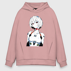 Толстовка оверсайз мужская Рей Аянами Rei Ayanami Ева Евангелион, цвет: пыльно-розовый