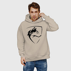 Толстовка оверсайз мужская Wolf Emblem Jaw, цвет: миндальный — фото 2
