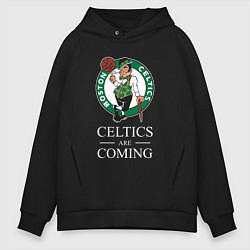 Толстовка оверсайз мужская Boston Celtics are coming Бостон Селтикс, цвет: черный