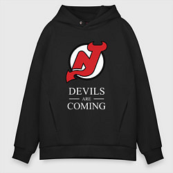 Толстовка оверсайз мужская New Jersey Devils are coming Нью Джерси Девилз, цвет: черный