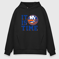 Толстовка оверсайз мужская It Is New York Islanders Time Нью Йорк Айлендерс, цвет: черный