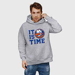 Толстовка оверсайз мужская It Is New York Islanders Time Нью Йорк Айлендерс, цвет: меланж — фото 2