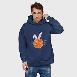 Толстовка оверсайз мужская Basketball Bunny, цвет: тёмно-синий — фото 2