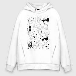 Толстовка оверсайз мужская Cats Pattern, цвет: белый