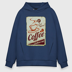 Толстовка оверсайз мужская Coffee Cup Retro, цвет: тёмно-синий