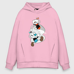 Толстовка оверсайз мужская Чашки Cuphead, цвет: светло-розовый