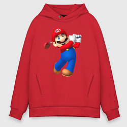 Толстовка оверсайз мужская Марио - крутейший гольфист Super Mario, цвет: красный