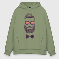 Толстовка оверсайз мужская Мужчина с бородой и в очках, цвет: авокадо