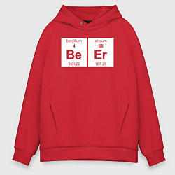 Толстовка оверсайз мужская BeEr пиво - химическими элементами, цвет: красный