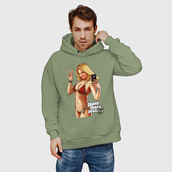 Толстовка оверсайз мужская GTA 5 Beach girl, цвет: авокадо — фото 2