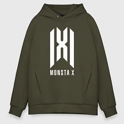 Толстовка оверсайз мужская Monsta x logo, цвет: хаки