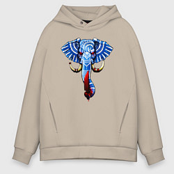 Толстовка оверсайз мужская Слон с тесаком, цвет: миндальный