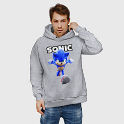 Толстовка оверсайз мужская Sonic the Hedgehog 2022, цвет: меланж — фото 2
