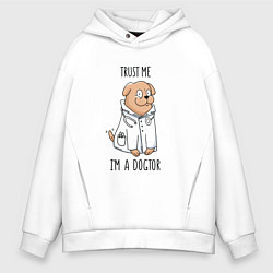 Толстовка оверсайз мужская Trust me im a dogtor Верь мне я догтор, цвет: белый