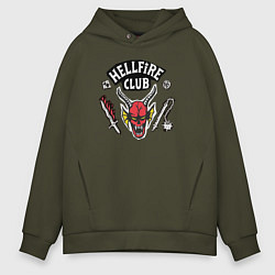 Толстовка оверсайз мужская Hellfire Club Sticker Stranger Things 4, цвет: хаки