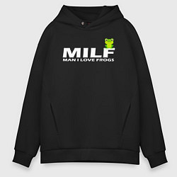 Толстовка оверсайз мужская MILF Man I Love Frogs, цвет: черный