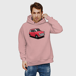 Толстовка оверсайз мужская Маленькая красная машина, цвет: пыльно-розовый — фото 2