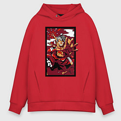 Толстовка оверсайз мужская ЛУФФИ 5 ЙОНКО ONE PIECE, цвет: красный