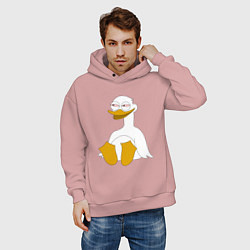 Толстовка оверсайз мужская Два весёлых гуся БЕЛЫЙ, цвет: пыльно-розовый — фото 2