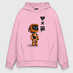 Толстовка оверсайз мужская Оранжевый робот с логотипом LDR, цвет: светло-розовый