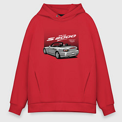 Толстовка оверсайз мужская Honda S2000 Хонда 2000, цвет: красный