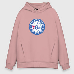 Толстовка оверсайз мужская Филадельфия Севенти Сиксерс NBA, цвет: пыльно-розовый