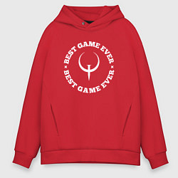 Толстовка оверсайз мужская Символ Quake и круглая надпись Best Game Ever, цвет: красный