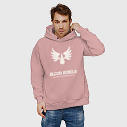 Толстовка оверсайз мужская Кровавые ангелы лого винтаж, цвет: пыльно-розовый — фото 2