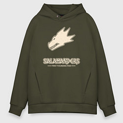 Толстовка оверсайз мужская Саламандры лого винтаж, цвет: хаки