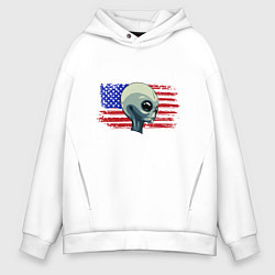Толстовка оверсайз мужская USA Alien, цвет: белый