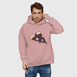 Толстовка оверсайз мужская Space - Pizza, цвет: пыльно-розовый — фото 2