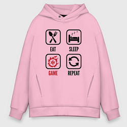 Толстовка оверсайз мужская Eat - Sleep - Final Fantasy - Repeat, цвет: светло-розовый