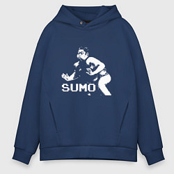 Толстовка оверсайз мужская Sumo pixel art, цвет: тёмно-синий