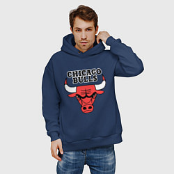 Толстовка оверсайз мужская Chicago Bulls, цвет: тёмно-синий — фото 2