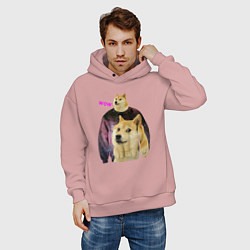 Толстовка оверсайз мужская Пёсик Доге в свитере с пёсиком Доге, цвет: пыльно-розовый — фото 2