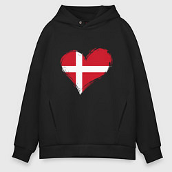 Толстовка оверсайз мужская Сердце - Дания, цвет: черный