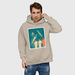Толстовка оверсайз мужская Купающиеся мальчики Эвард Мунк 1896, цвет: миндальный — фото 2