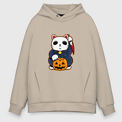Толстовка оверсайз мужская Cat Halloween, цвет: миндальный