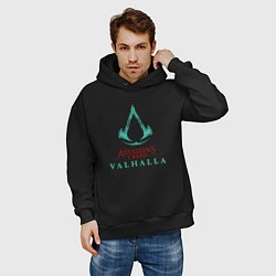 Толстовка оверсайз мужская Assassins Creed Valhalla - logo, цвет: черный — фото 2