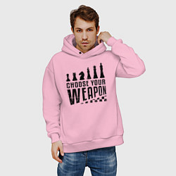 Толстовка оверсайз мужская Шахматы - выберите свое оружие, цвет: светло-розовый — фото 2